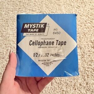 Vintage Mystik Cellophane Tape No. 6450 | 1/2” x 2592” | Sealed Box